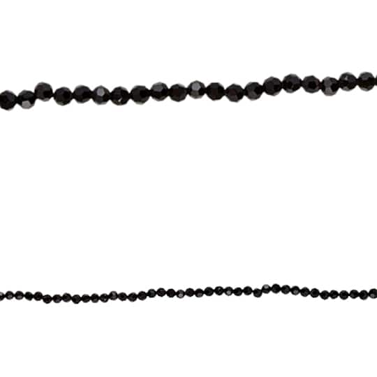Bead Gallery® Jet Black Round Faceted Glass Beads, 4mm